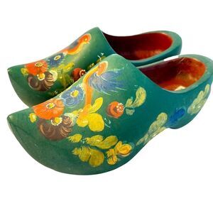 Authentic Wooden Shoes Hand Painted Made In Amsterdam De Klompenboer Vintage
